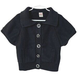 Gymboree Girls Black Knit Cardigan Sweater Size 7 8 Chunky Fall Winter School